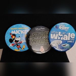 Disney Parks Pin-back Buttons Lot of 3 - Dory-Mickey-Star Wars